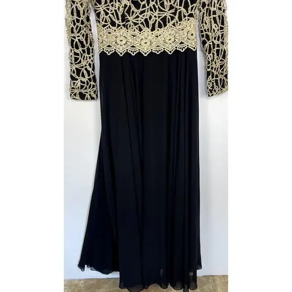 Women's Refka Gold and Black Long Sleeve Maxi Dress size 9 - Picture 4 of 6